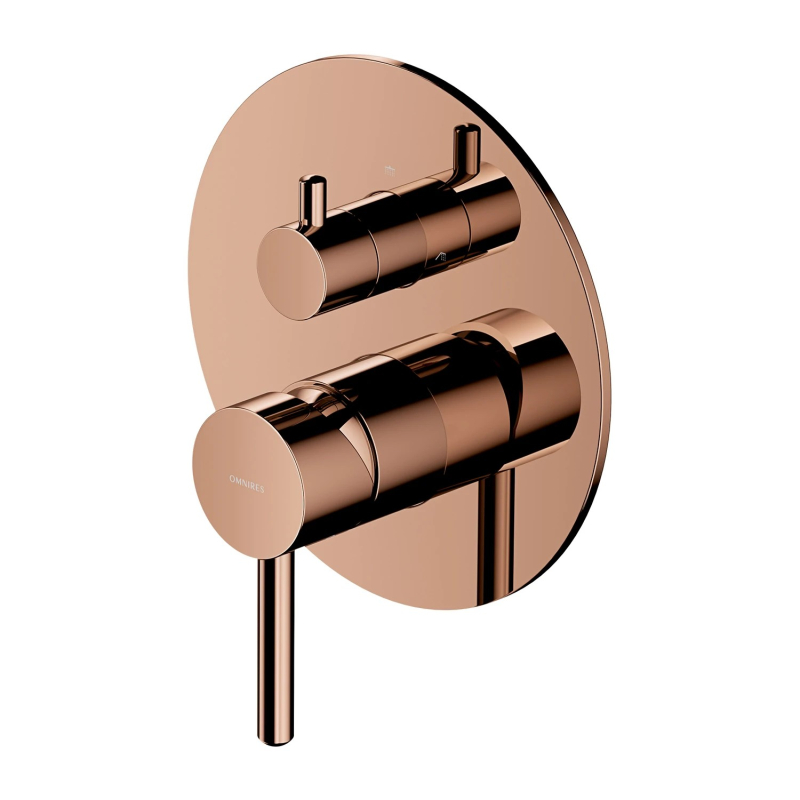 Element natynkowy baterii prysznicowej 2-wyjściowej, miedź połysk Y OMNIRES Y1247ROCP
