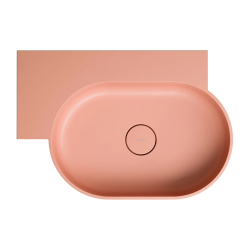 Umywalka nablatowa/wisząca - lewa, 64 x 44 cm, coral mat Ovo M+ OMNIRES OVO645UWLCO