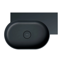 Umywalka nablatowa/wisząca - prawa, 64 x 44 cm, black lava mat Ovo M+ OMNIRES OVO645UWPBLV