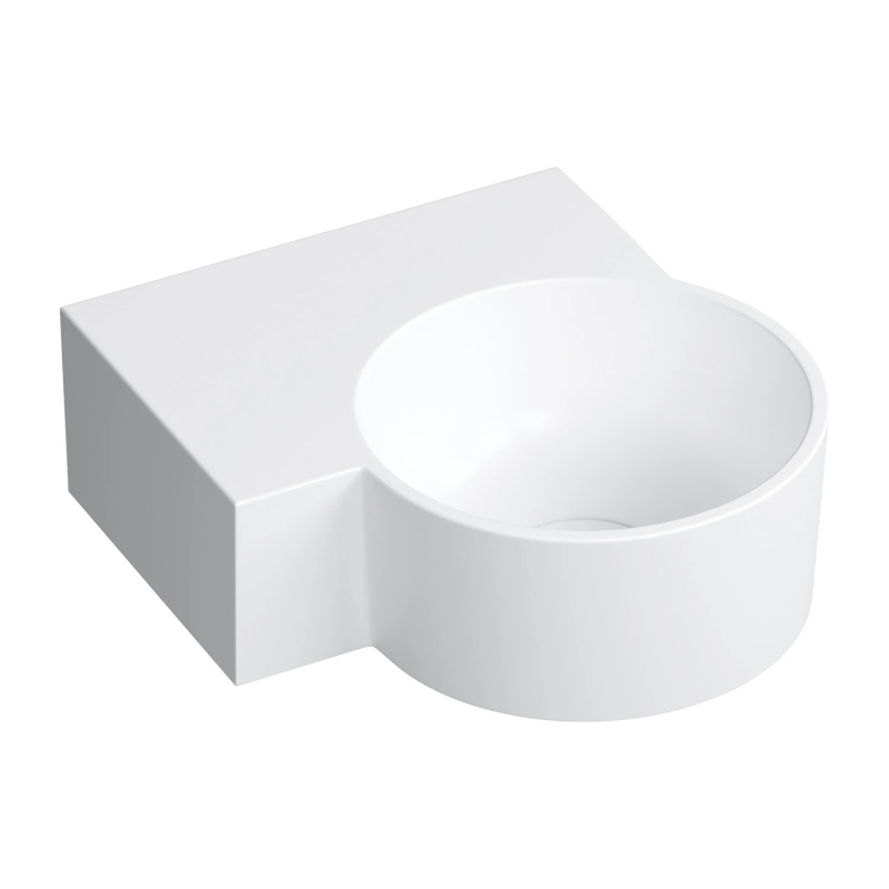 Umywalka nablatowa/wisząca - lewa, 33 x 34 cm, biały mat Ovo M+ OMNIRES OVO335UWLBM