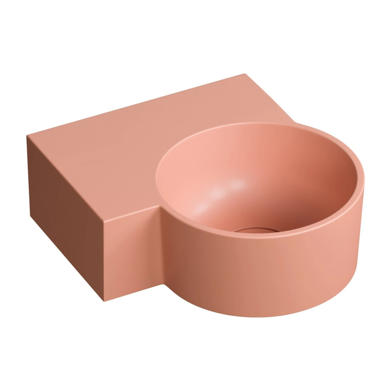 Umywalka nablatowa/wisząca - lewa, 33 x 34 cm, coral mat Ovo M+ OMNIRES OVO335UWLCO