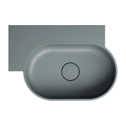 Umywalka nablatowa/wisząca - lewa, 55 x 38 cm, ash grey mat Ovo M+ OMNIRES OVO555UWLAG