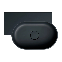 Umywalka nablatowa/wisząca - lewa, 55 x 38 cm, black lava mat Ovo M+ OMNIRES OVO555UWLBLV