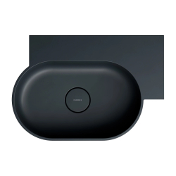 Umywalka nablatowa/wisząca - prawa, 55 x 38 cm, black lava mat Ovo M+ OMNIRES OVO555UWPBLV