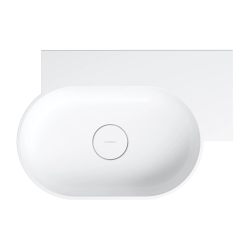 Umywalka nablatowa/wisząca - prawa, 55 x 38 cm, biały mat Ovo M+ OMNIRES OVO555UWPBM