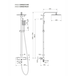 Kolumna prysznicowa ANGO deszczownica 25cm termostat wylewka obrotowa chrom CORSAN CMN02TCHW