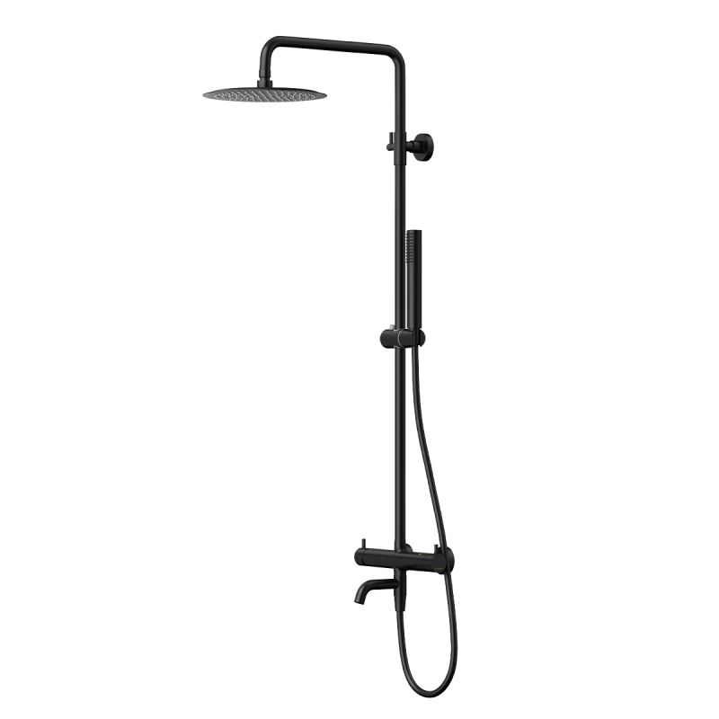 Kolumna prysznicowa LUGO deszczownica 25cm wylewka obrotowa czarna CORSAN CMN01MBLW