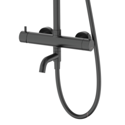 Kolumna prysznicowa LUGO deszczownica 25cm wylewka obrotowa czarna CORSAN CMN01MBLW