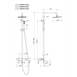 Kolumna prysznicowa LUGO deszczownica 25cm termostat wylewka obrotowa czarna CORSAN CMN01TBLW