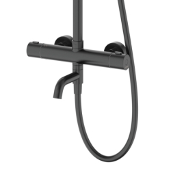 Kolumna prysznicowa LUGO deszczownica 25cm termostat wylewka obrotowa czarna CORSAN CMN01TBLW