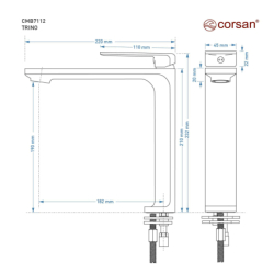 Bateria umywalkowa TRINO chromowana CORSAN CMB7112CH