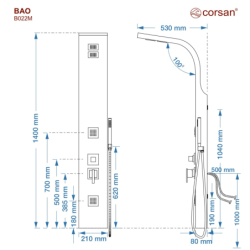Panel prysznicowy BAO mieszacz drewno bambusowe CORSAN B022MBL