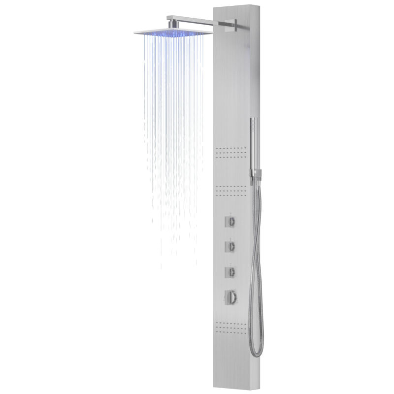 Panel prysznicowy NEO mieszacz stal deszczownica LED CORSAN S060MSLLED