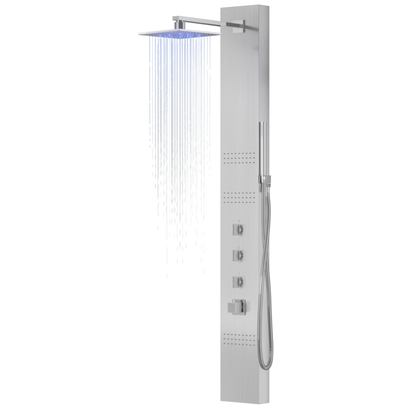 Panel prysznicowy NEO termostat stal deszczownica LED CORSAN S060TSLLED