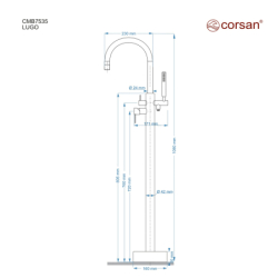 Bateria wannowa wolnostojąca LUGO czarna CORSAN CMB7535BL