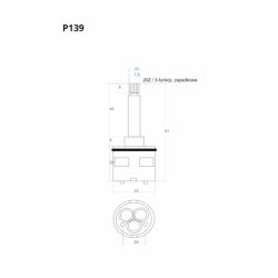 Głowica, głowiczka 3-funkcji zapadkowa 81mm CORSAN P139