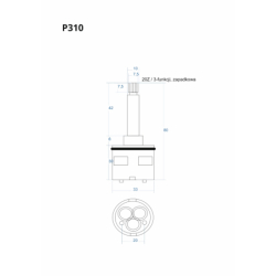 Głowica, głowiczka 3-funkcji zapadkowa 80mm CORSAN P310