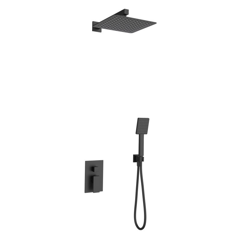 Zestaw podtynkowy ANGO deszczownica 25 cm mieszacz słuchawka prysznicowa czarny CORSAN Z01MBL