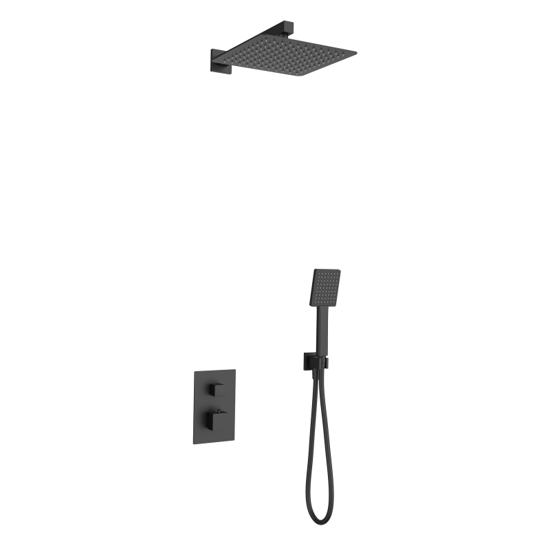 Zestaw podtynkowy ANGO deszczownica 25 cm termostat słuchawka prysznicowa czarny CORSAN Z01TBL