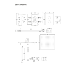 Zestaw prysznicowy podtynkowy ANGO deszczownica 25 cm termostat słuchawka prysznicowa chrom CORSAN Z01TCH