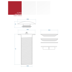 Korek do umywalki klik klak okrągły biały CORSAN MUKKWH