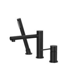 Bateria wannowa 3 otworowa lugo czarna z wylewką i słuchawką prysznicową CORSAN CMB7542BL