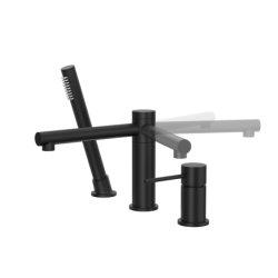 Bateria wannowa 3 otworowa lugo czarna z wylewką i słuchawką prysznicową CORSAN CMB7542BL