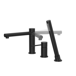 Bateria wannowa 3 otworowa lugo czarna z wylewką i słuchawką prysznicową CORSAN CMB7542BL