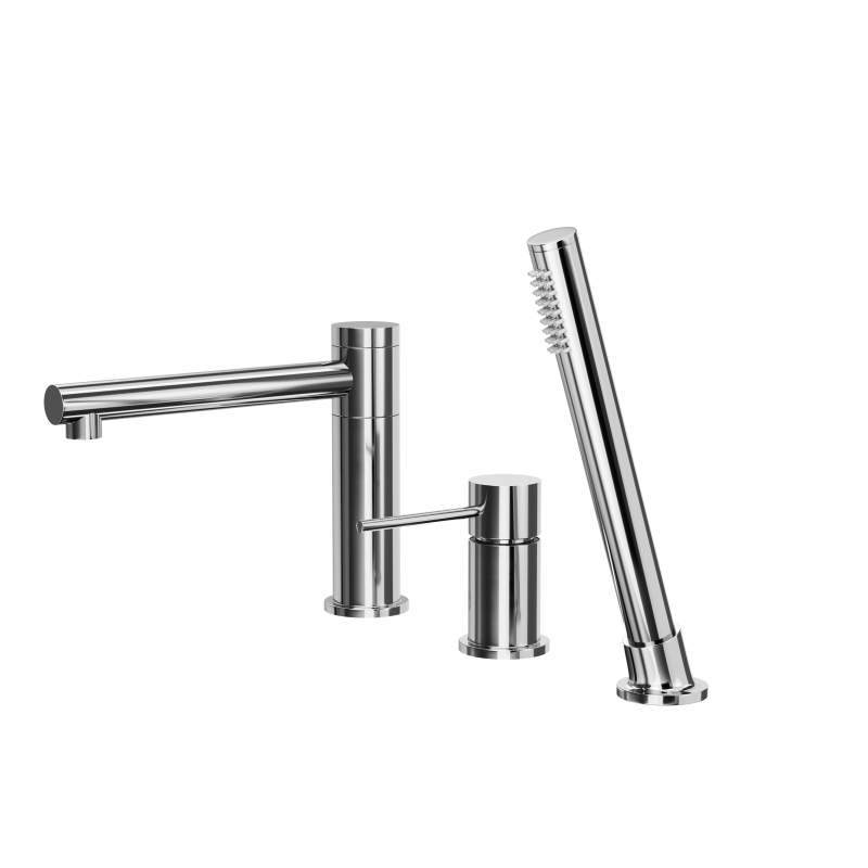 Bateria wannowa 3 otworowa LUGO z wylewką i słuchawką prysznicową chromowana CORSAN CMB7542CH