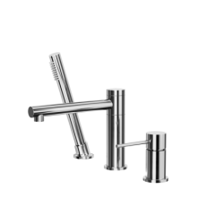 Bateria wannowa 3 otworowa LUGO z wylewką i słuchawką prysznicową chromowana CORSAN CMB7542CH