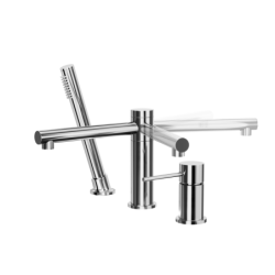 Bateria wannowa 3 otworowa LUGO z wylewką i słuchawką prysznicową chromowana CORSAN CMB7542CH