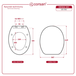 Uniwersalna deska sedesowa wolnoopadająca toaletowa DS-10S CORSAN DS10S