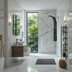 Panel prysznicowy ALTO mieszacz czarny deszczownica LED CORSAN A017MBLLED