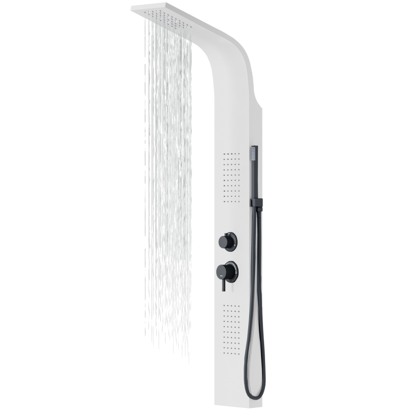 Panel prysznicowy alto A017 biały z oświetleniem LED i czarnym wykończeniem CORSAN A017MWHBLLED