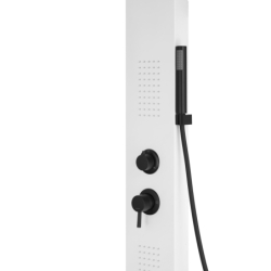 Panel prysznicowy alto A017 biały z wylewką i czarnym wykończeniem CORSAN A017MWHBLW