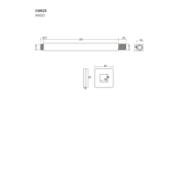 Ramię prysznicowe sufitowe do deszczownicy natryskowej 25 cm czarne CORSAN CMR25BL