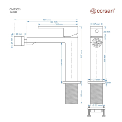Bateria bidetowa ANGO chromowana CORSAN CMB3023CH