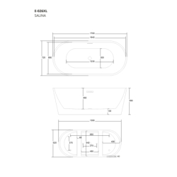 Wanna wolnostojąca SALINA 170 x72 cm korek klik-klak biały CORSAN E026XLWH