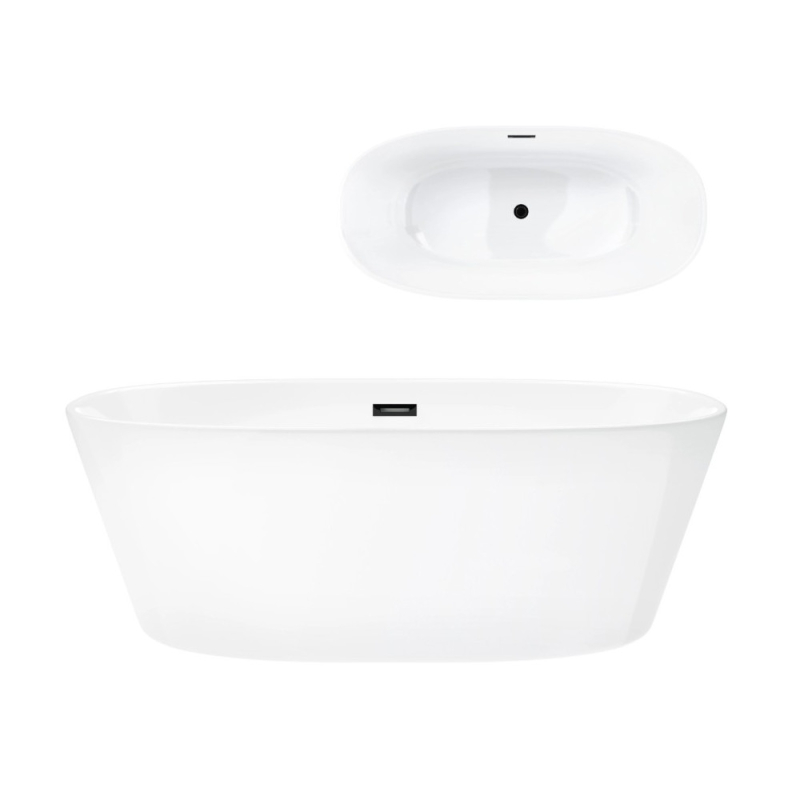 Wanna wolnostojąca SALINA 170 x72 cm korek klik-klak czarny CORSAN E026XLBL