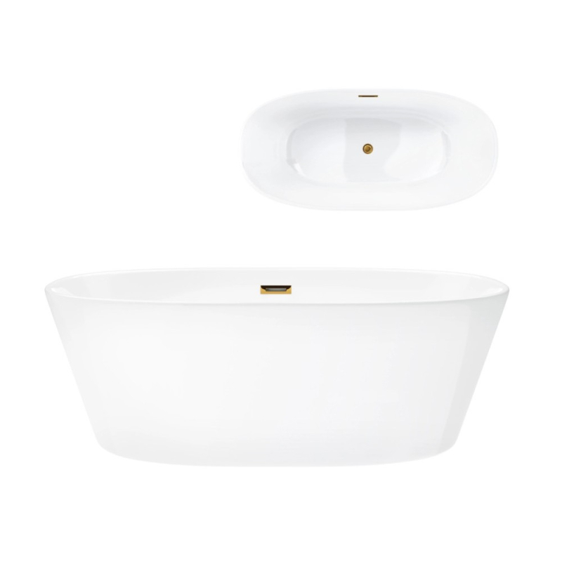 Wanna wolnostojąca SALINA 170 x72 cm korek klik-klak złoty CORSAN E026XLGL