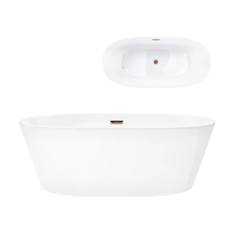 Wanna wolnostojąca SALINA 170 x72 cm korek klik-klak miedziany / różowe złoto CORSAN E026XLRG