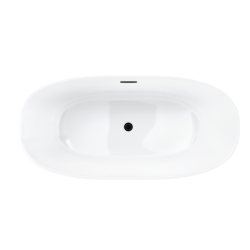 Wanna wolnostojąca SALINA 160 x75 cm korek klik-klak czarny CORSAN E026LBL