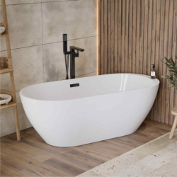 Wanna wolnostojąca RENO 170 x80 cm z boczną półką korek klik-klak chrom CORSAN E042XLCH