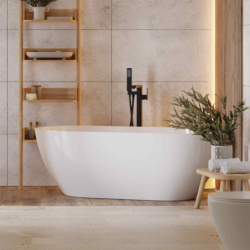 Wanna wolnostojąca RENO 170 x80 cm z boczną półką korek klik-klak chrom CORSAN E042XLCH