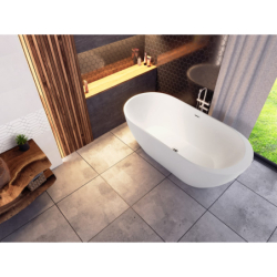 Wanna wolnostojąca RENO 170 x80 cm z boczną półką korek klik-klak chrom CORSAN E042XLCH