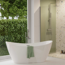 Wanna wolnostojąca NAUTI 170 x77 cm korek klik-klak chrom CORSAN E043XLCH