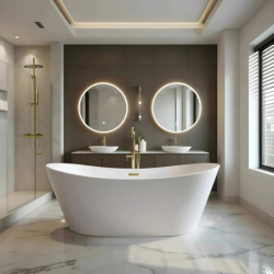 Wanna wolnostojąca NAUTI 170 x77 cm korek klik-klak złoty CORSAN E043XLGL