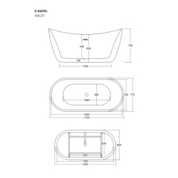 Wanna wolnostojąca NAUTI 170 x77 cm korek klik-klak biały CORSAN E043XLWH