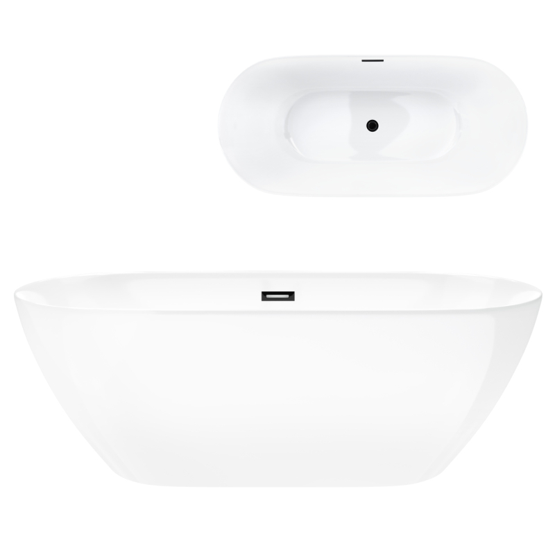 Wanna wolnostojąca OLVENA 160 korek klik-klak czarny CORSAN E041LBL