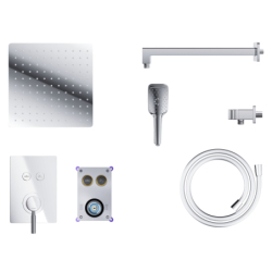 Zestaw prysznicowy chrom z deszczownicą i głowicą mieszaczową CORSAN CMZ068CH